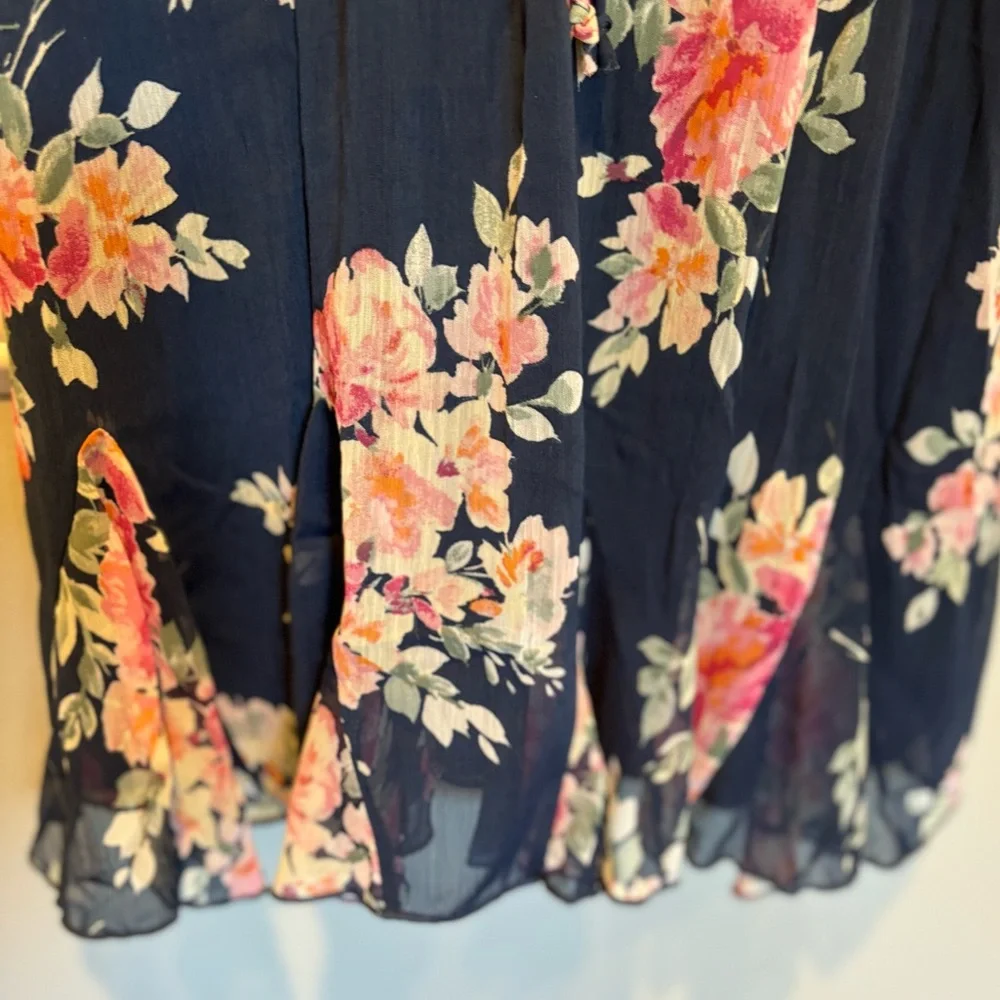 Women's Navy Blue Floral Dress with Floral Print -Francesca's Trixxi Siz… - Picture 2 of 11
